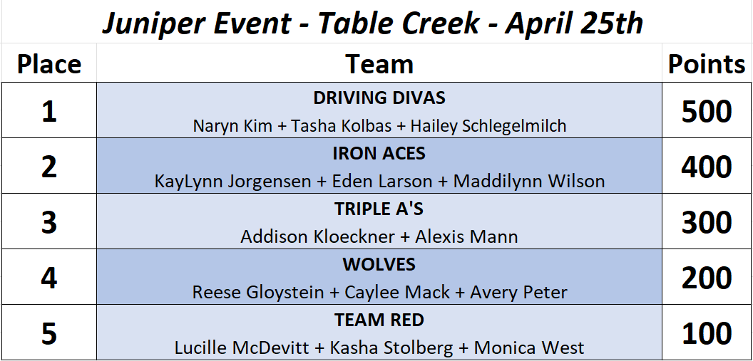 Team Leaderboard - Juniper